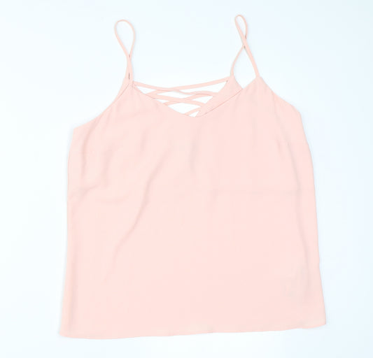 Front view of New Look women’s pink camisole tank, size UK 10