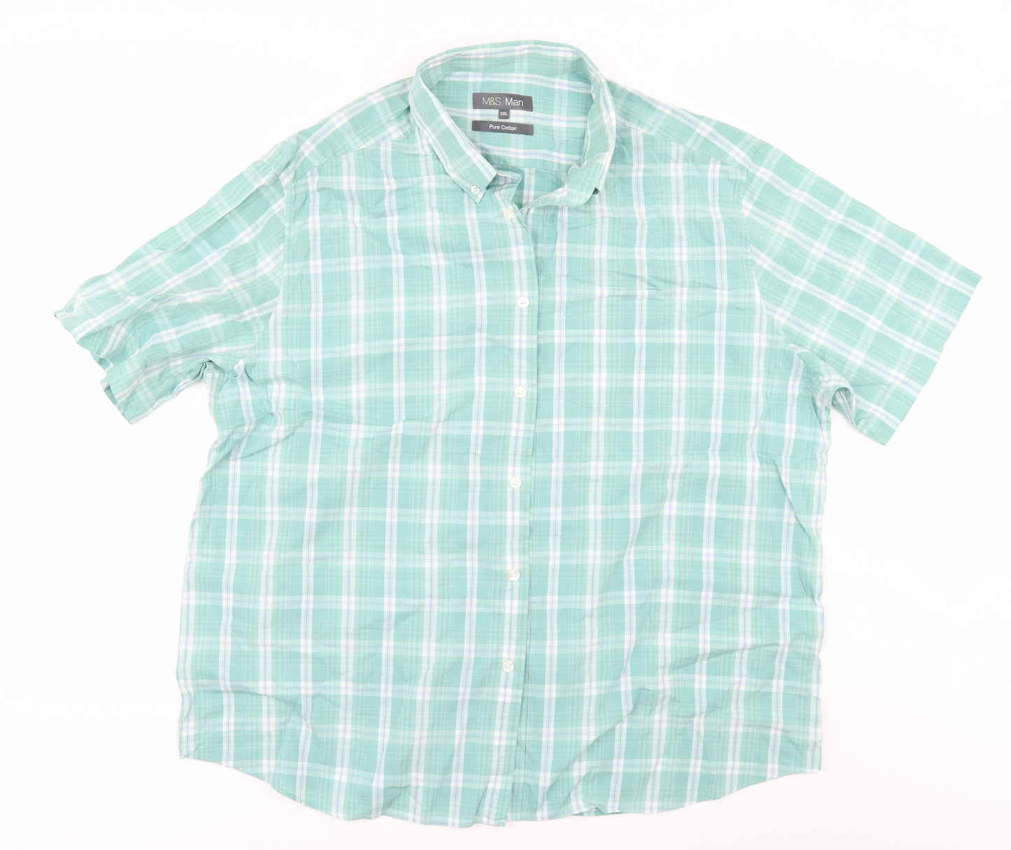 Marks and Spencer Mens Brown Check   Button-Up Size 2XL