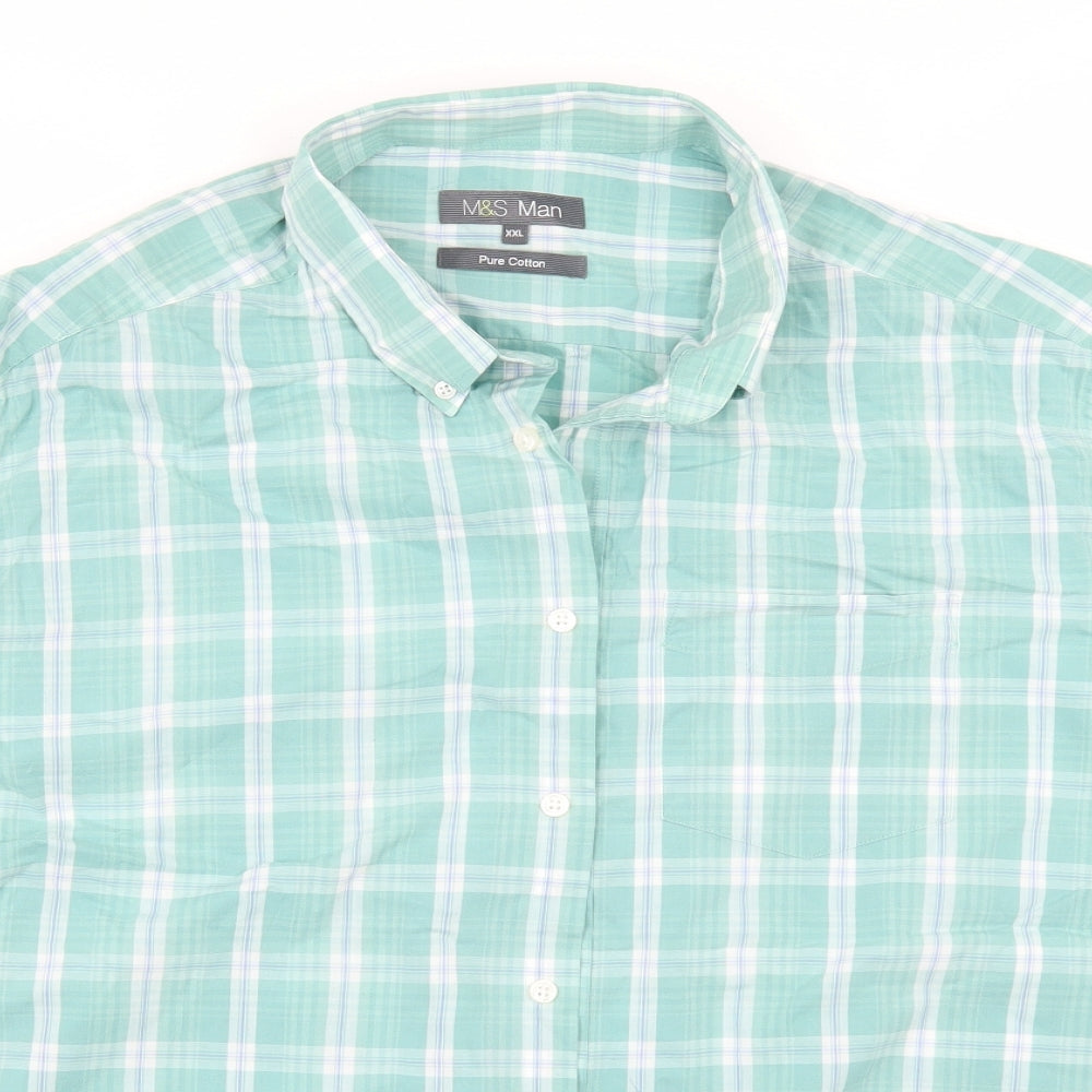 Marks and Spencer Mens Brown Check   Button-Up Size 2XL