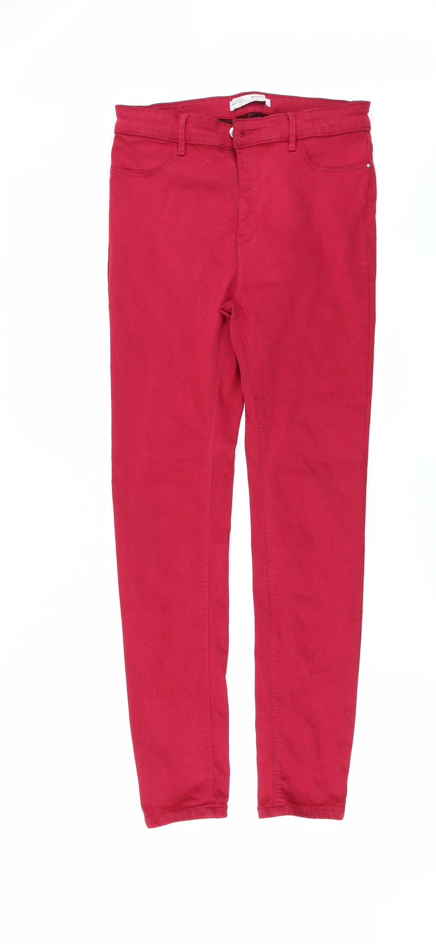 Stradivarius Womens Red  Denim Skinny Jeans Size 12 L27 in