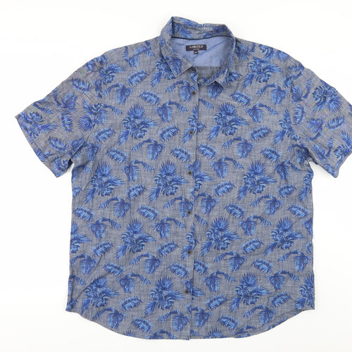Marks and Spencer Mens Blue Floral   Button-Up Size 2XL