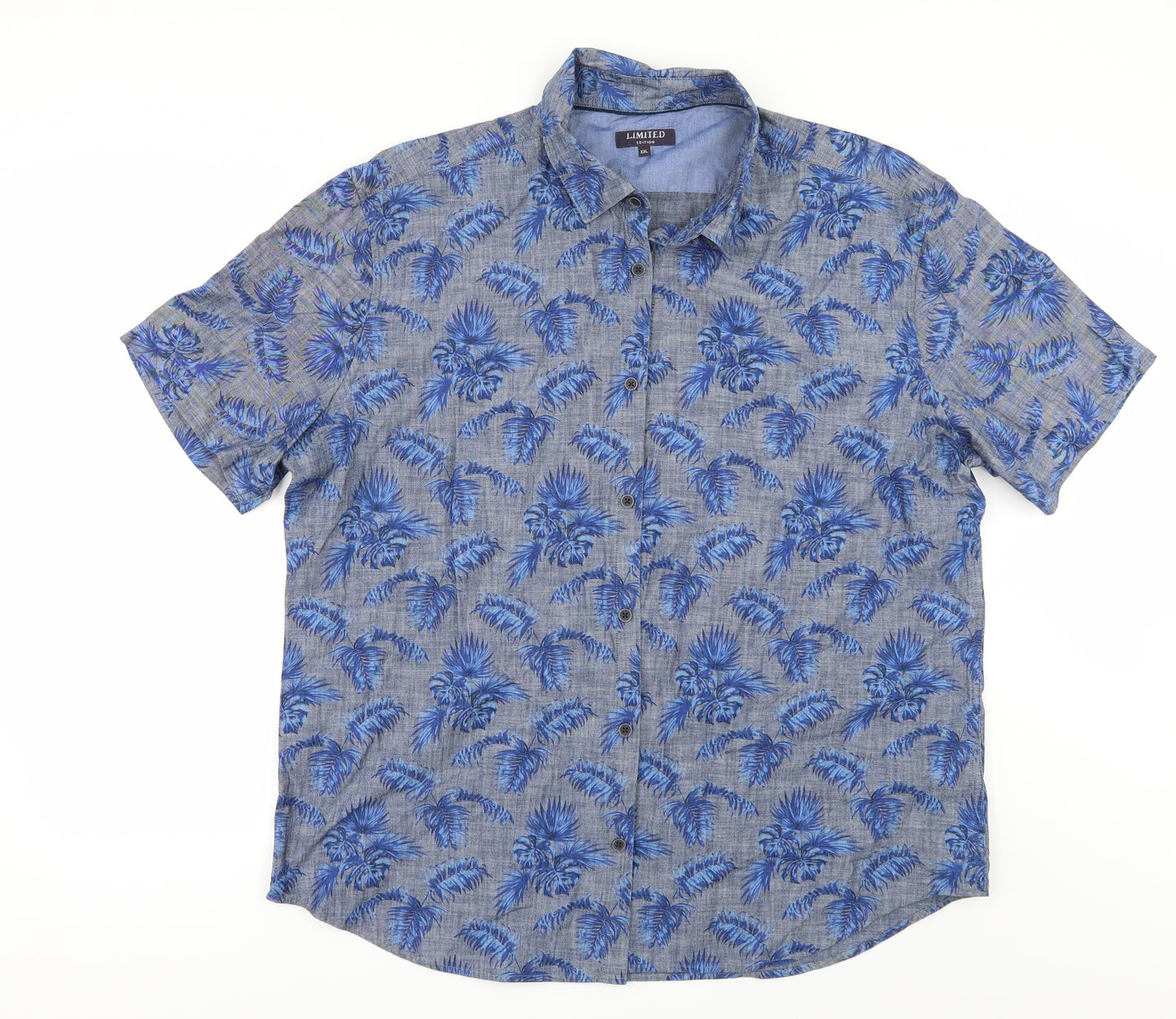 Marks and Spencer Mens Blue Floral   Button-Up Size 2XL