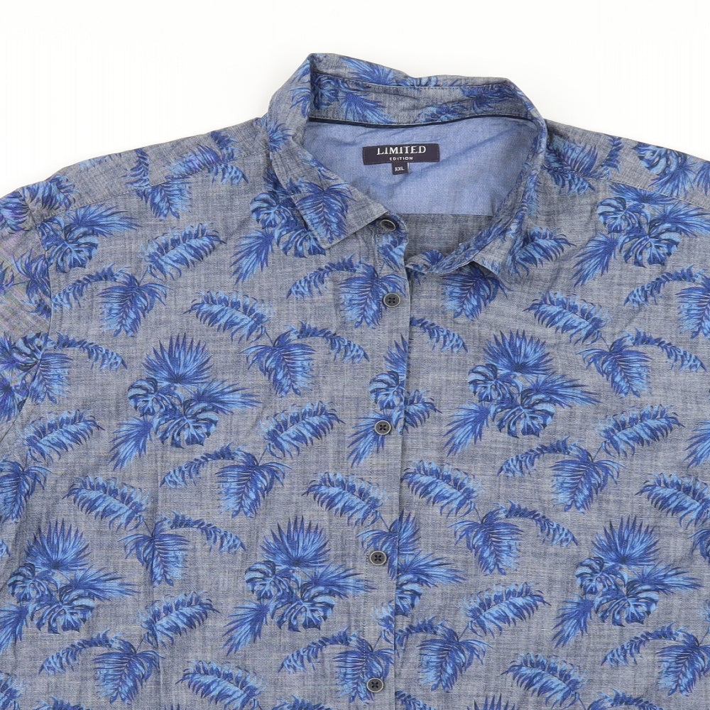 Marks and Spencer Mens Blue Floral   Button-Up Size 2XL