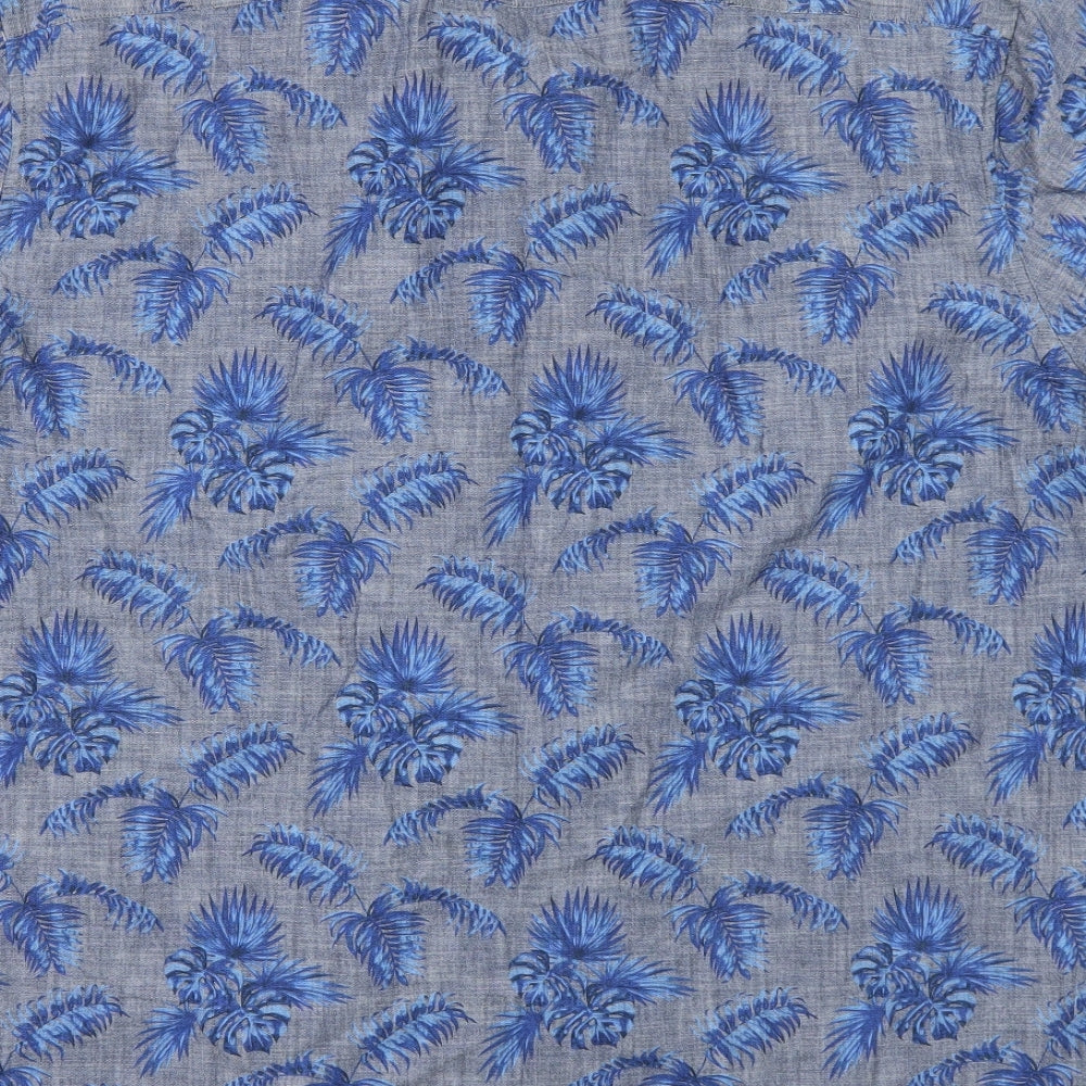 Marks and Spencer Mens Blue Floral   Button-Up Size 2XL