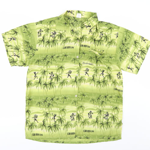 Creation Mens Green    Button-Up Size M