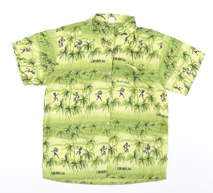 Creation Mens Green    Button-Up Size M
