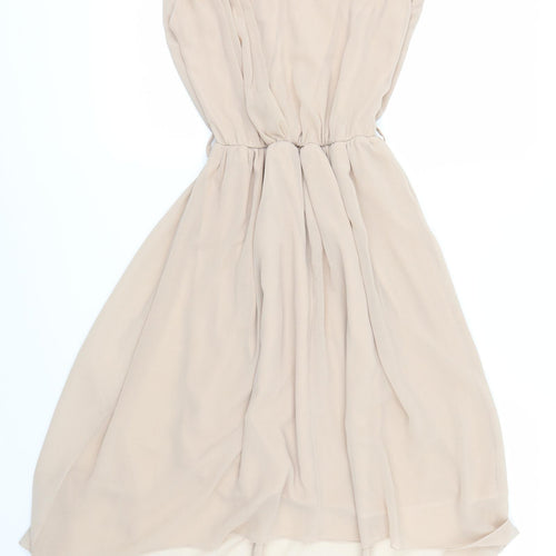 Rare Womens Beige   Fit & Flare  Size 6  - Dipped Hem