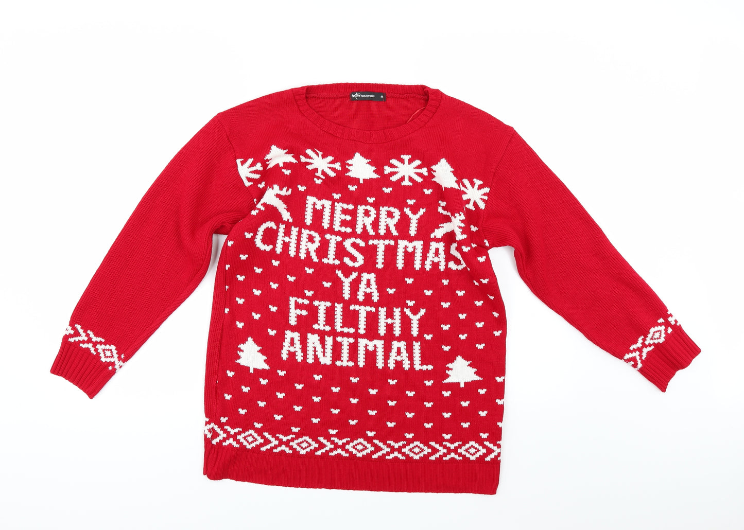 Internacionale Womens Red   Pullover Jumper Size M  - CHRISMTAS