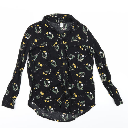 Divided by H&M Womens Black Floral  Basic  Size 8