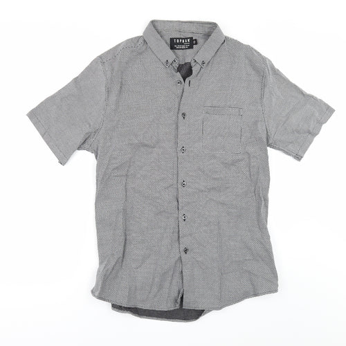 Topman Mens Blue Check   Button-Up Size L