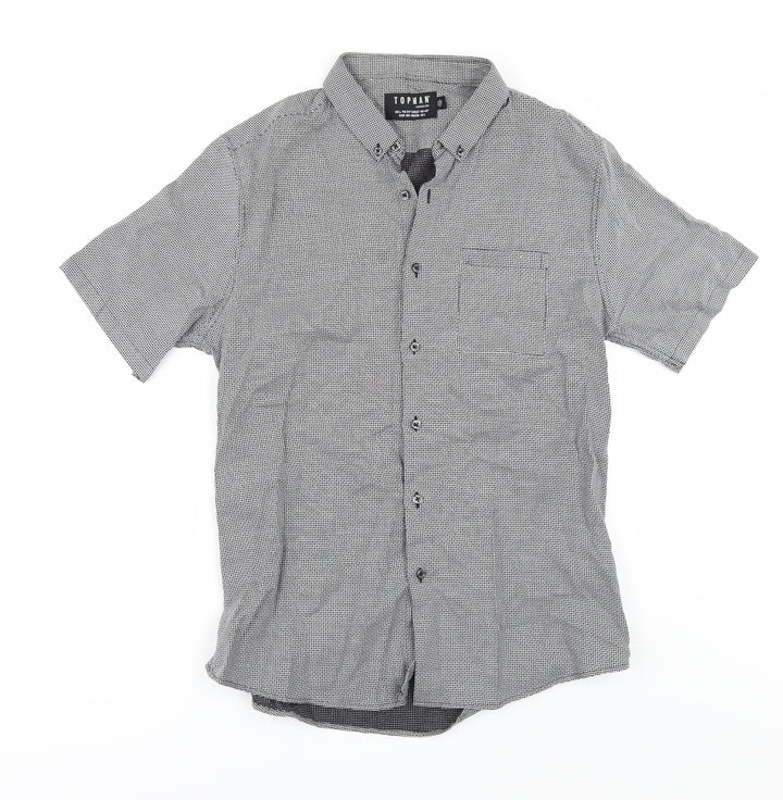 Topman Mens Blue Check   Button-Up Size L