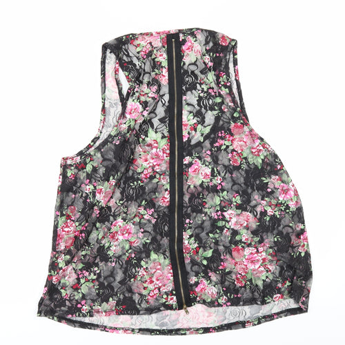 Select Womens Black Floral  Camisole T-Shirt Size 12