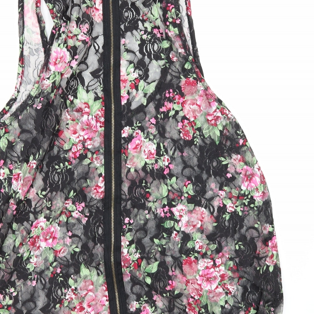 Select Womens Black Floral  Camisole T-Shirt Size 12