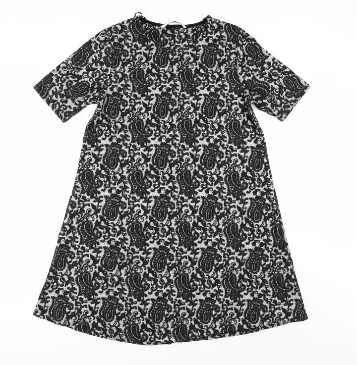 TU Womens Silver Geometric A-Line Size 12