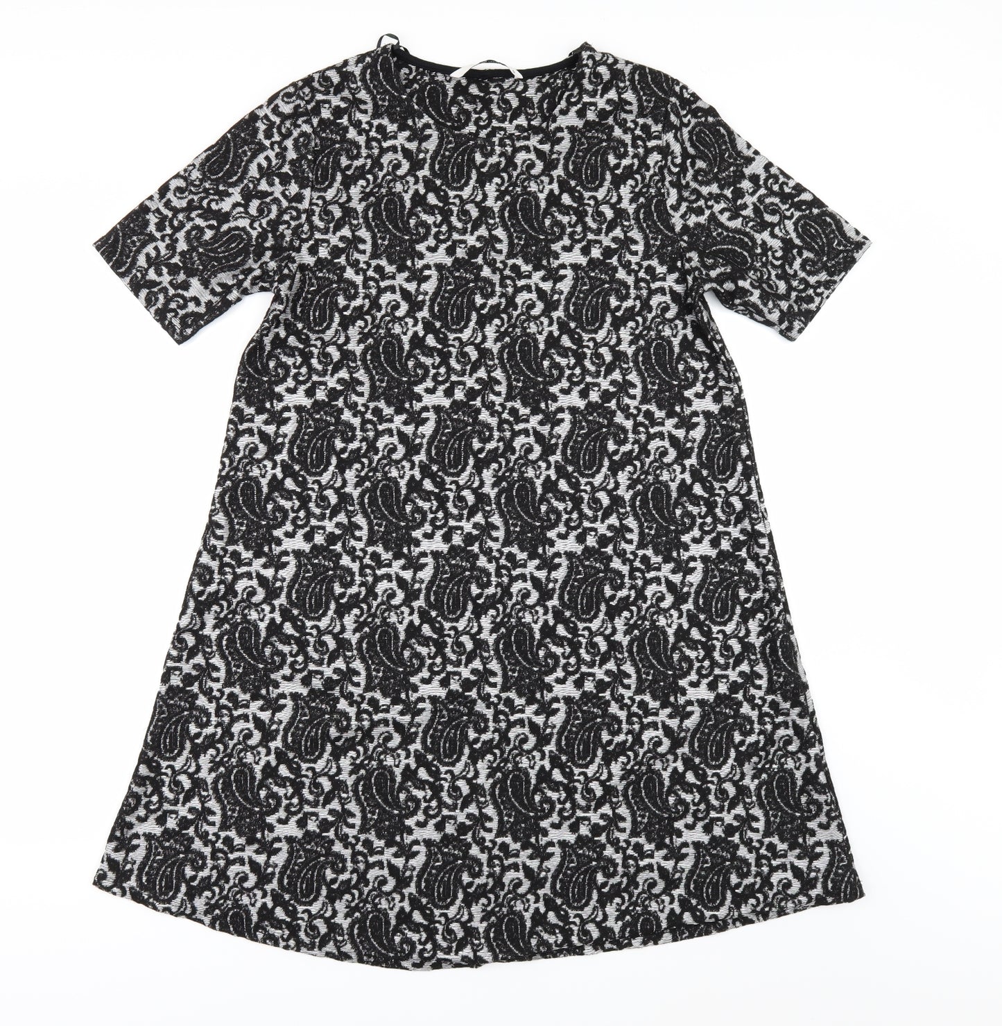 TU Womens Silver Geometric  A-Line  Size 12