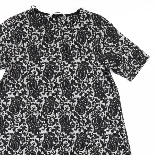TU Womens Silver Geometric  A-Line  Size 12