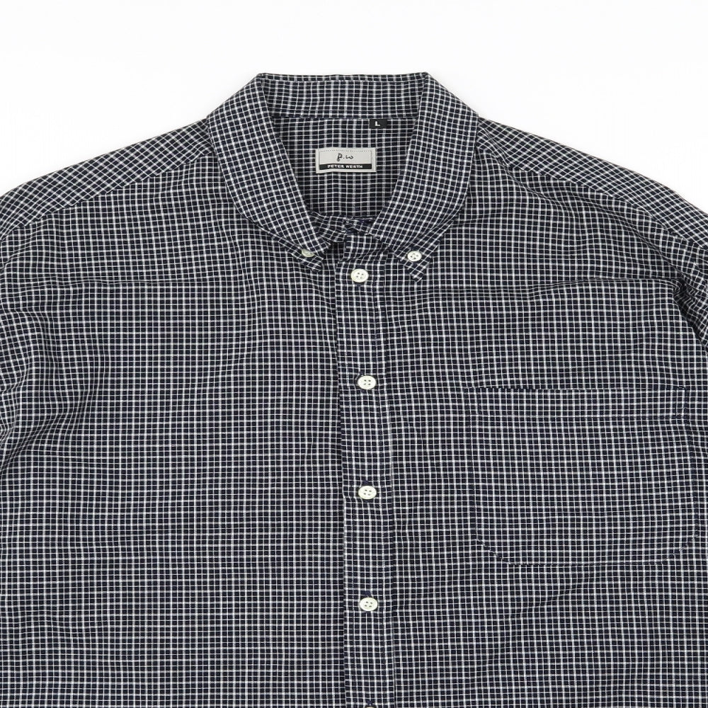Peter Werth Mens Blue Striped   Button-Up Size L