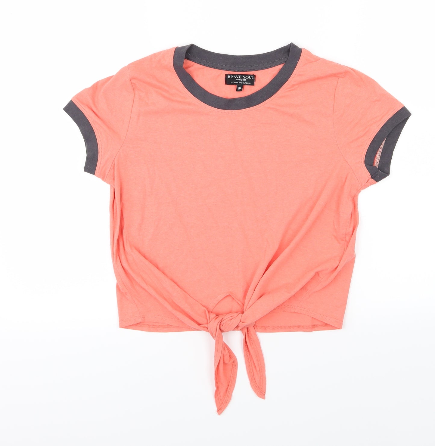 Brave Soul Womens Pink  Jersey Basic T-Shirt Size 10