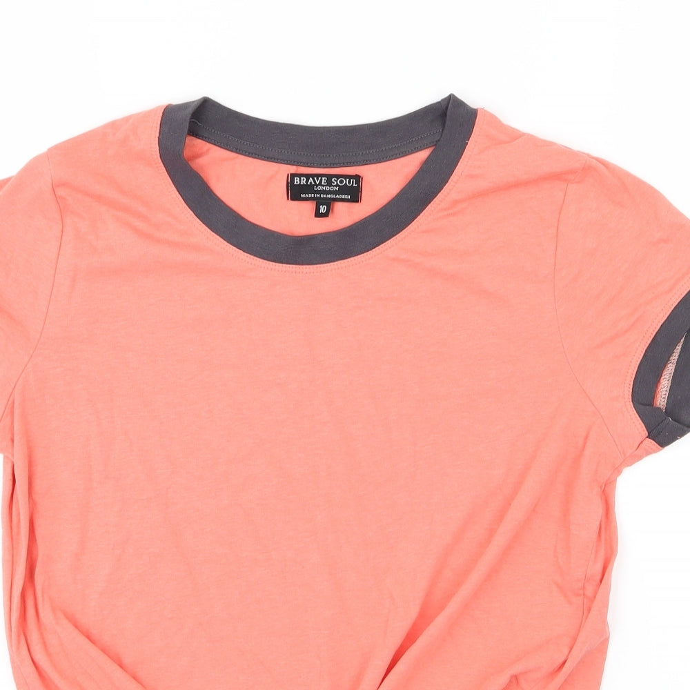 Brave Soul Womens Pink  Jersey Basic T-Shirt Size 10