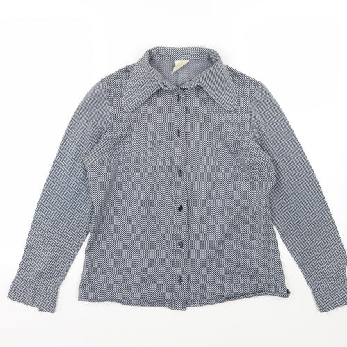 Preworn Womens Blue Striped  Basic Button-Up Size 14