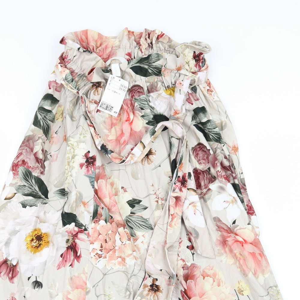 H&M Womens Multicoloured Floral  A-Line Skirt Size S