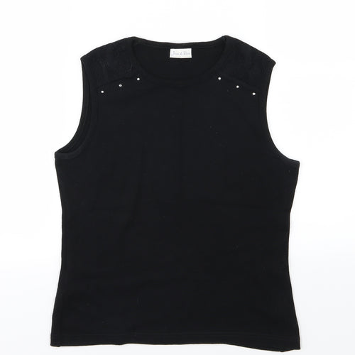 Joie De Vivre Womens Black  Jersey Basic Tank Size 12