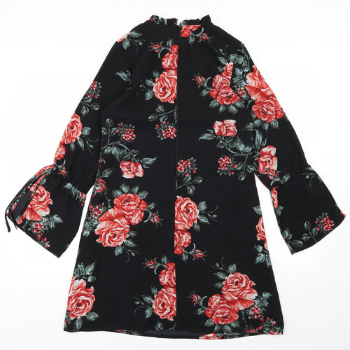 Peacocks Womens Black Floral Chiffon A-Line  Size 8
