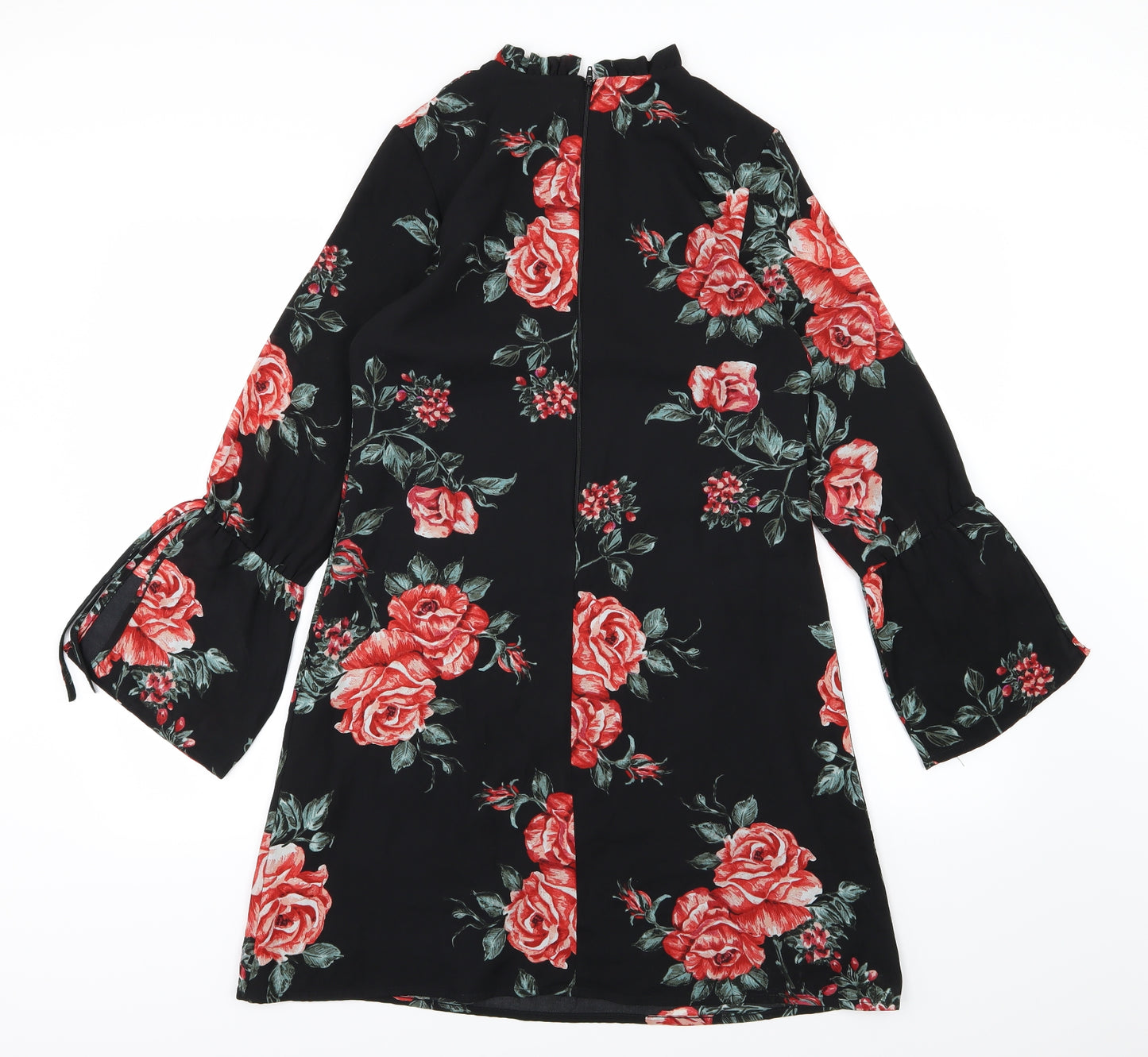 Peacocks Womens Black Floral Chiffon A-Line  Size 8