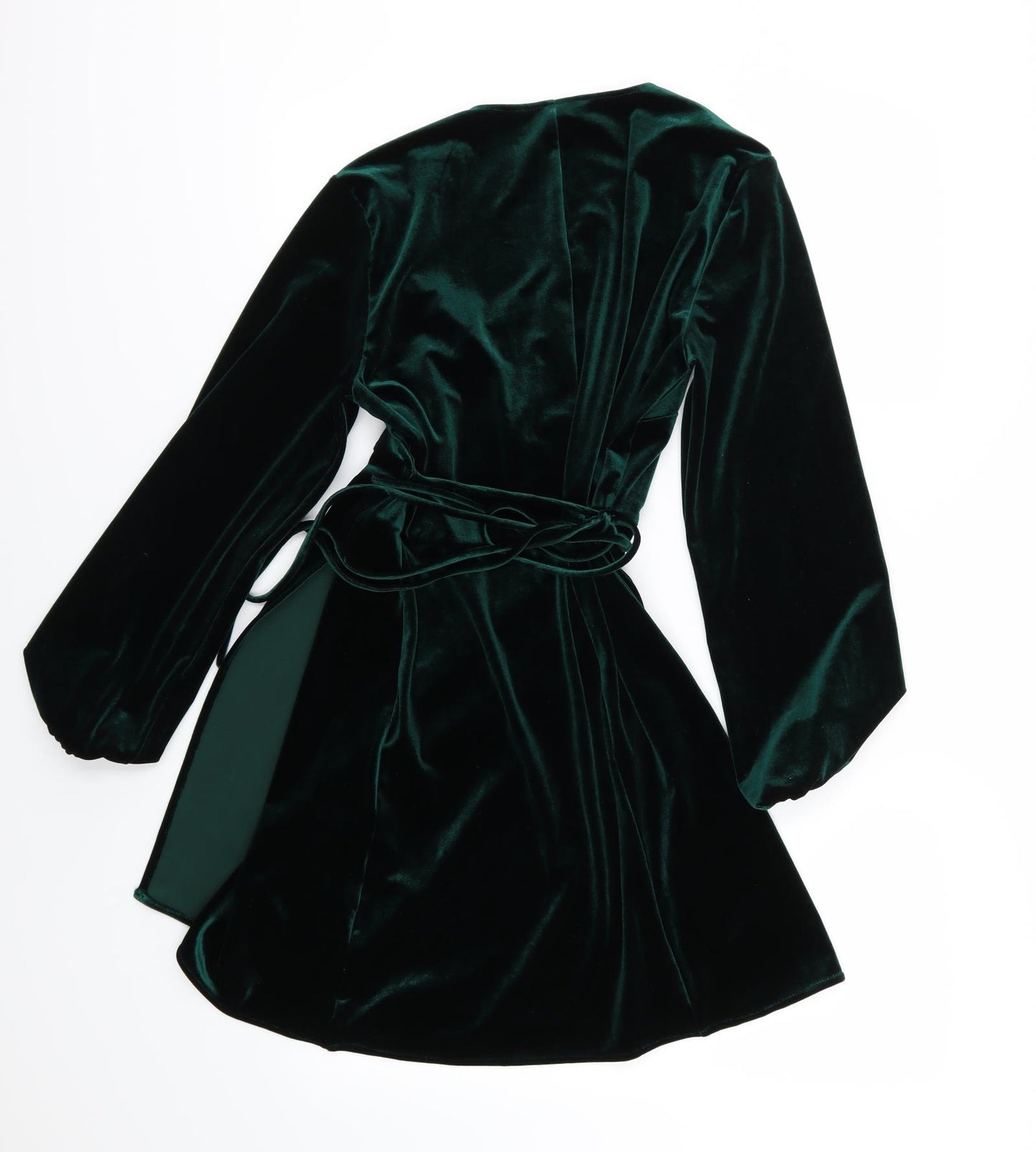 Zara Womens Green  Velour Wrap Dress  Size M