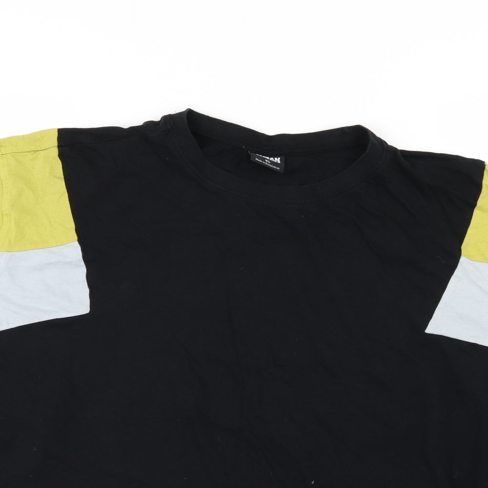 Urban Classics Mens Black Striped Jersey  T-Shirt Size XL