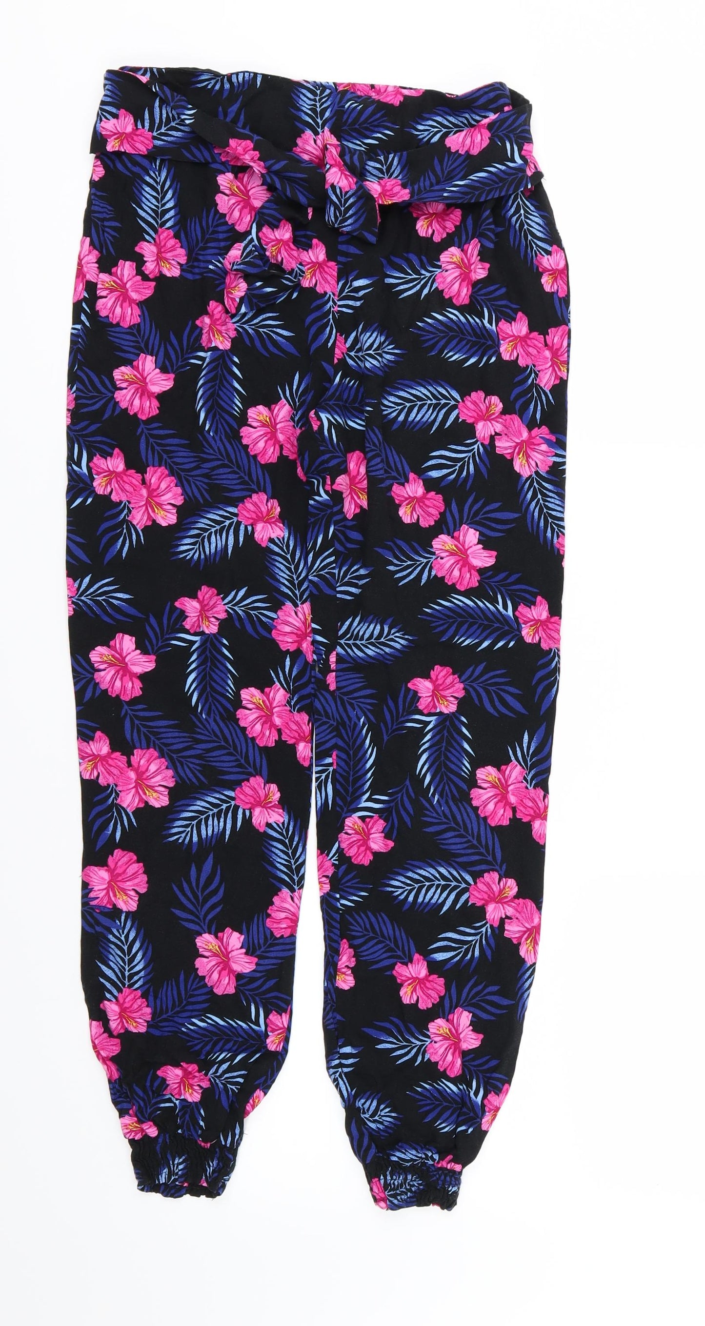 Primark Girls Black Floral  Harem Trousers Size 11-12 Years