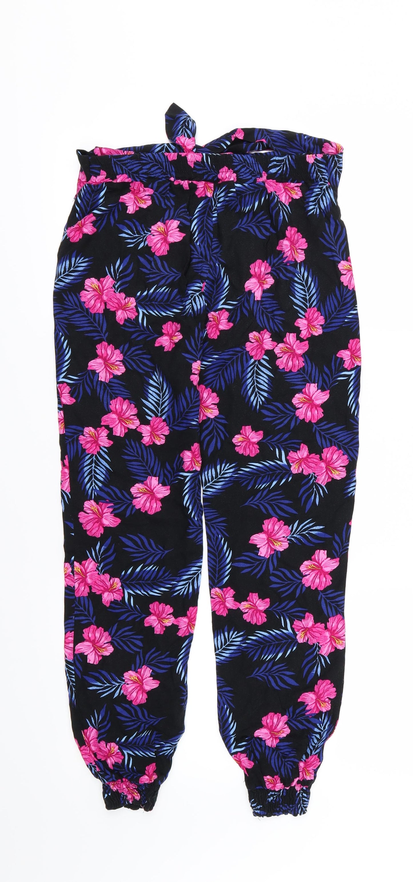 Primark Girls Black Floral  Harem Trousers Size 11-12 Years