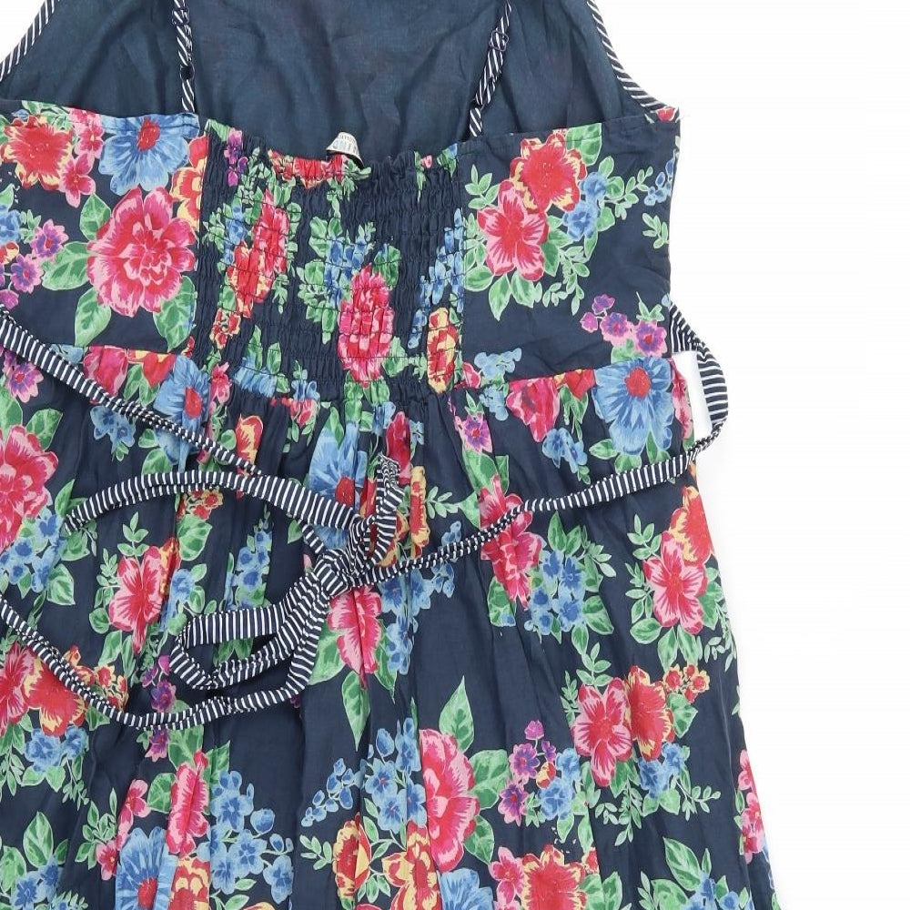 Marks and Spencer Womens Blue Floral Woven A-Line  Size 16
