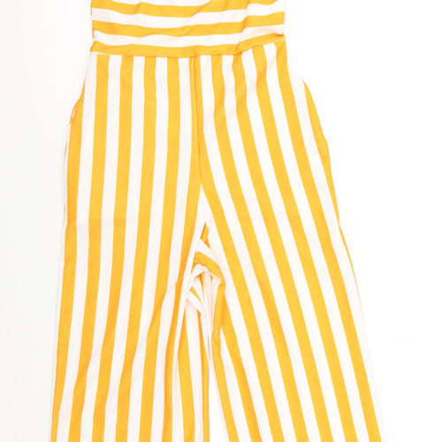 PRETTYLITTLETHING Womens Yellow Striped  Romper One-Piece Size 10 L18 in