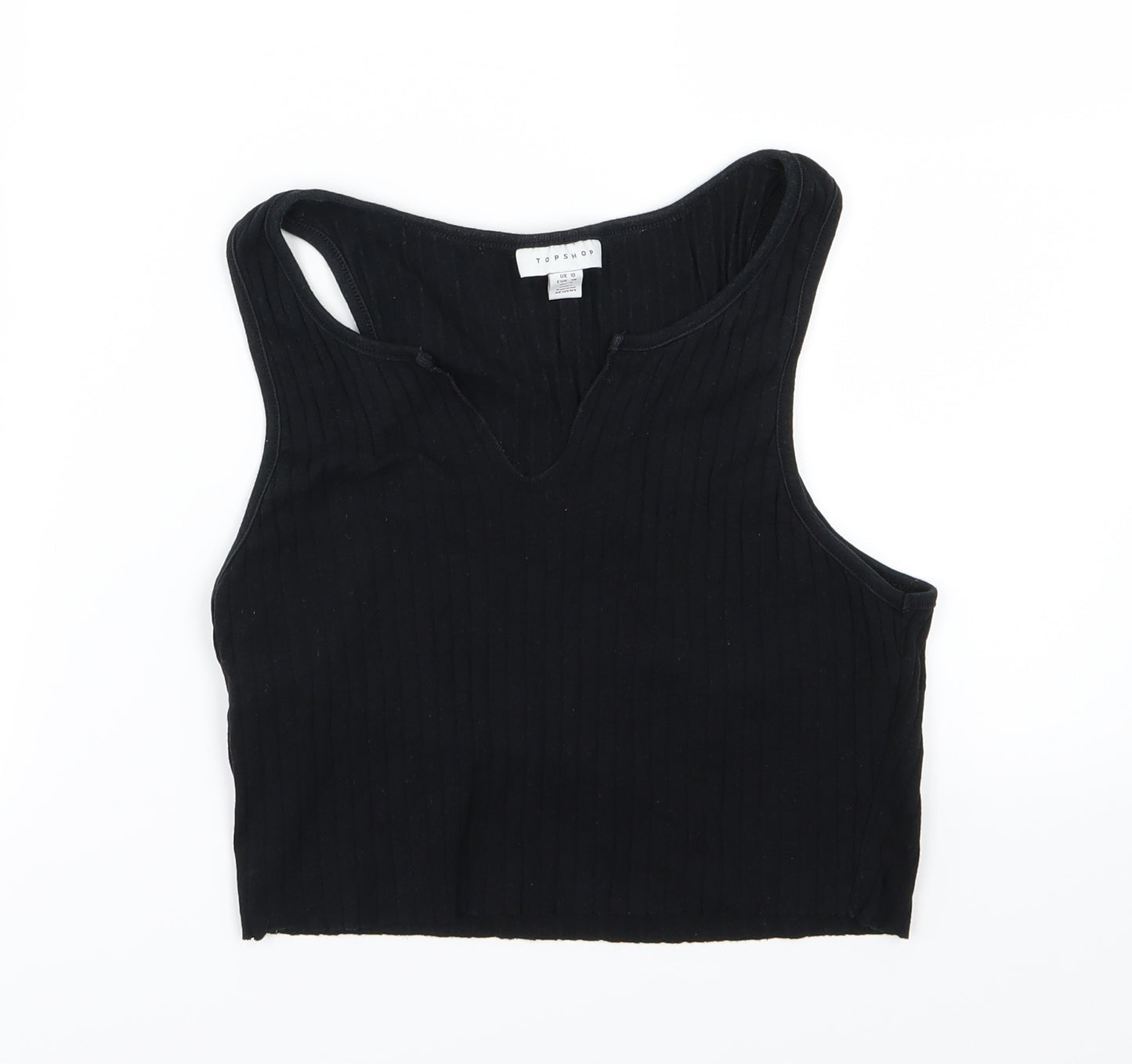 Topshop Womens Black  Jersey Cropped Tank Size 10