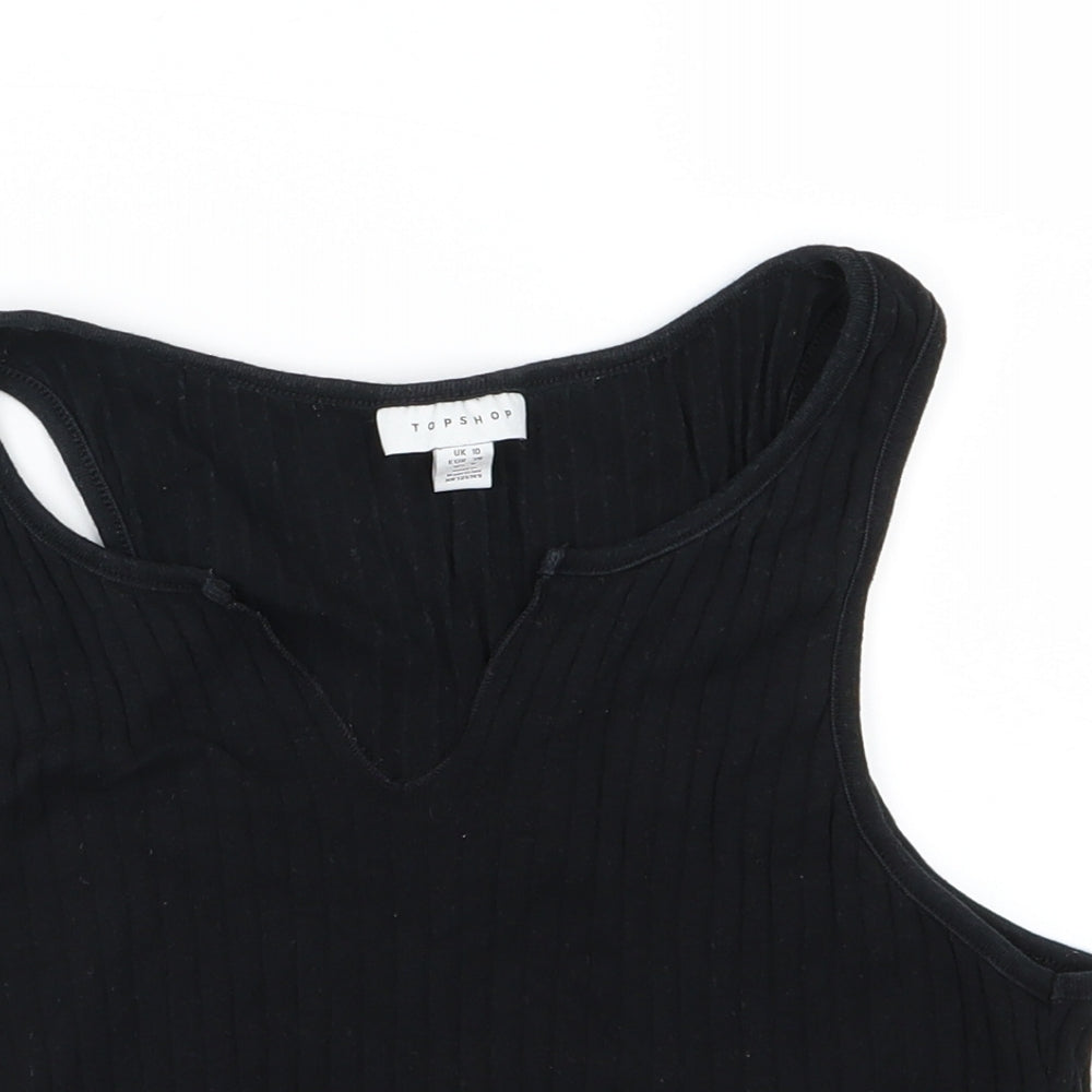 Topshop Womens Black  Jersey Cropped Tank Size 10