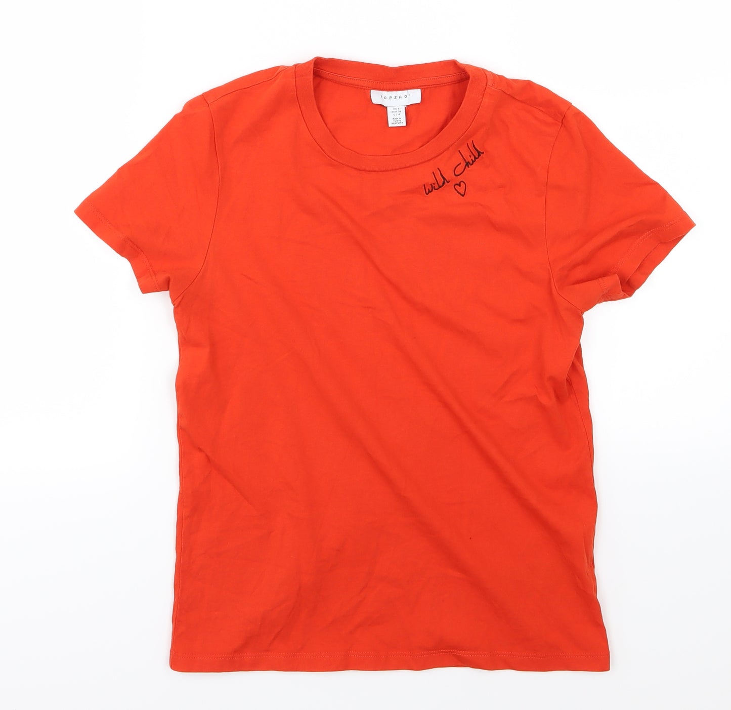 Topshop Womens Red  Jersey Basic T-Shirt Size 8  - Wild Child