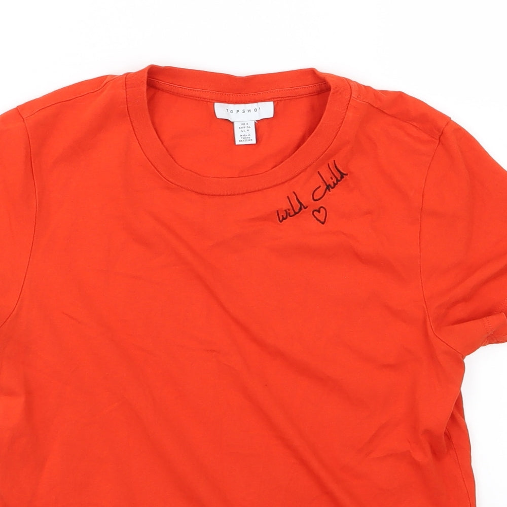Topshop Womens Red  Jersey Basic T-Shirt Size 8  - Wild Child