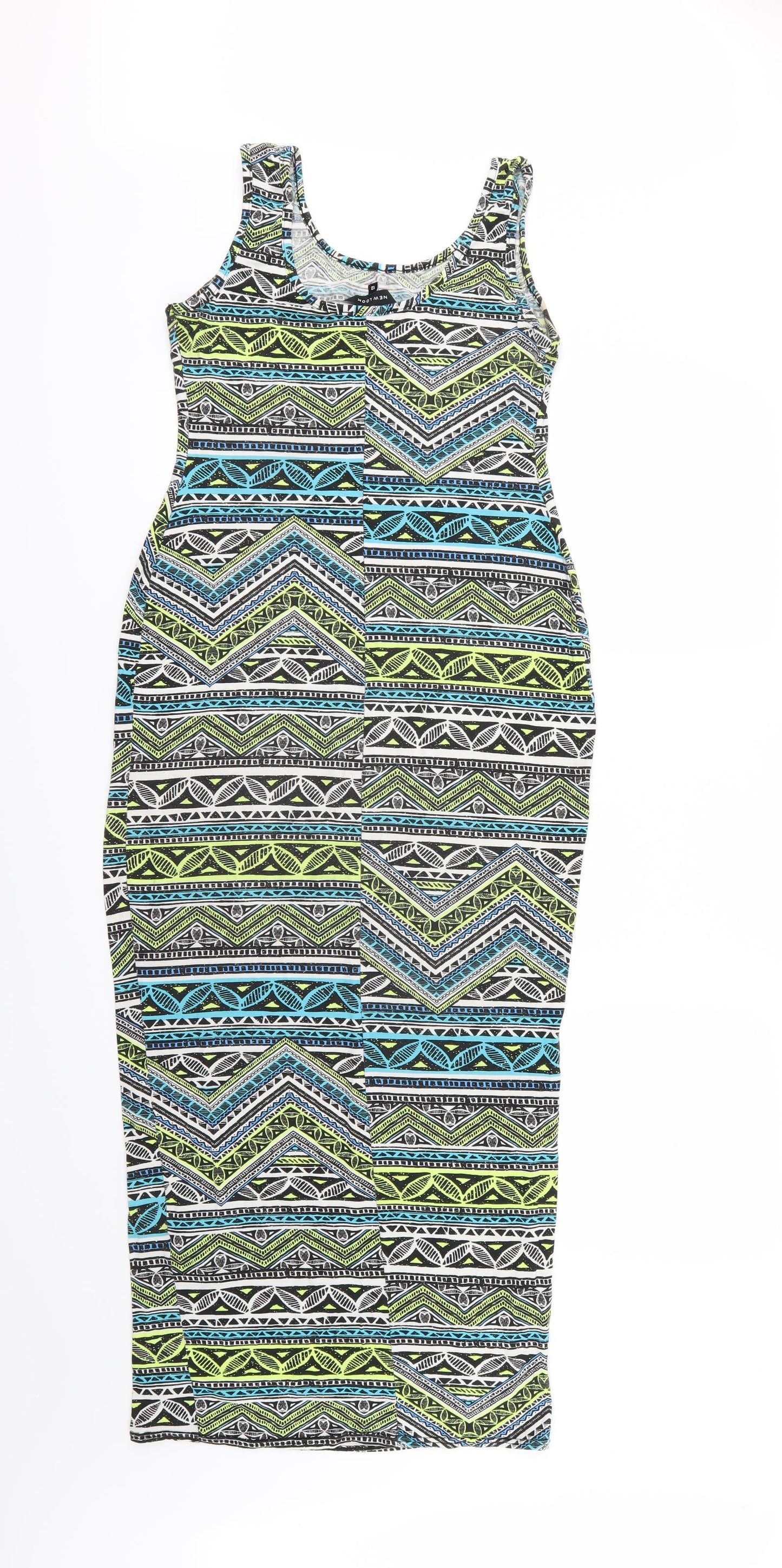 New Look Womens Multicoloured Geometric  Pencil Dress  Size 12