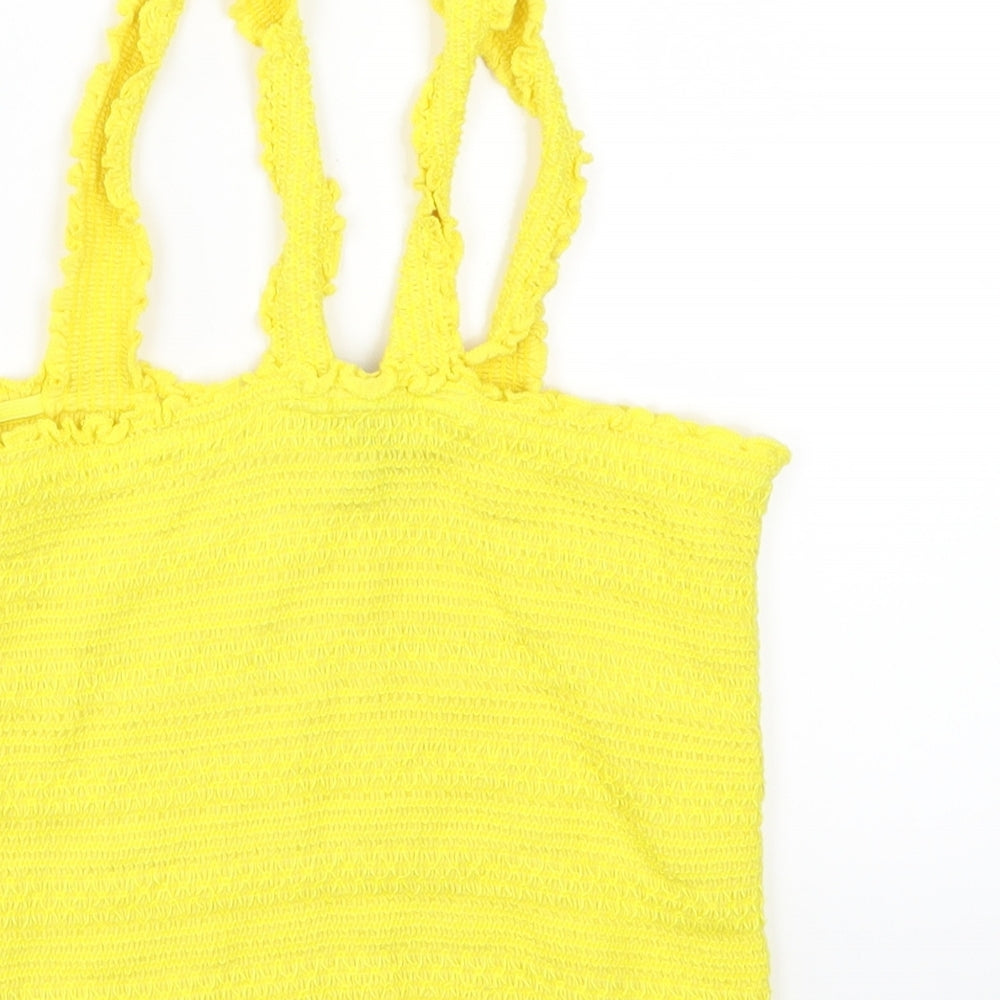 Primark Womens Yellow  Jersey Cropped Tank Size S