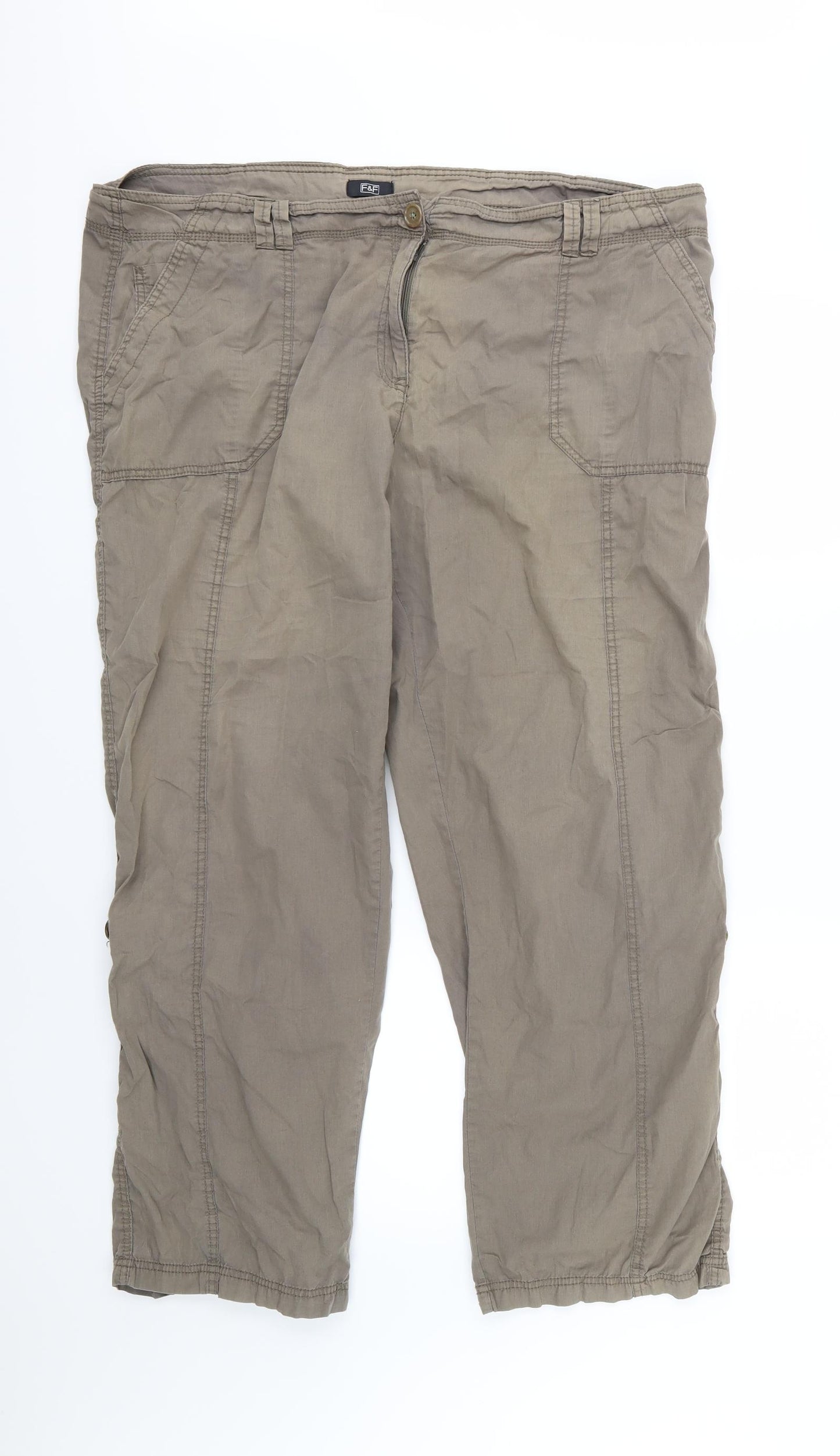 F&F Womens Brown   Cargo Trousers Size 22 L29 in