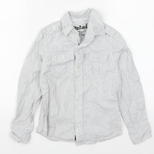 Rebel Boys Grey Striped  Basic Button-Up Size 7-8 Years
