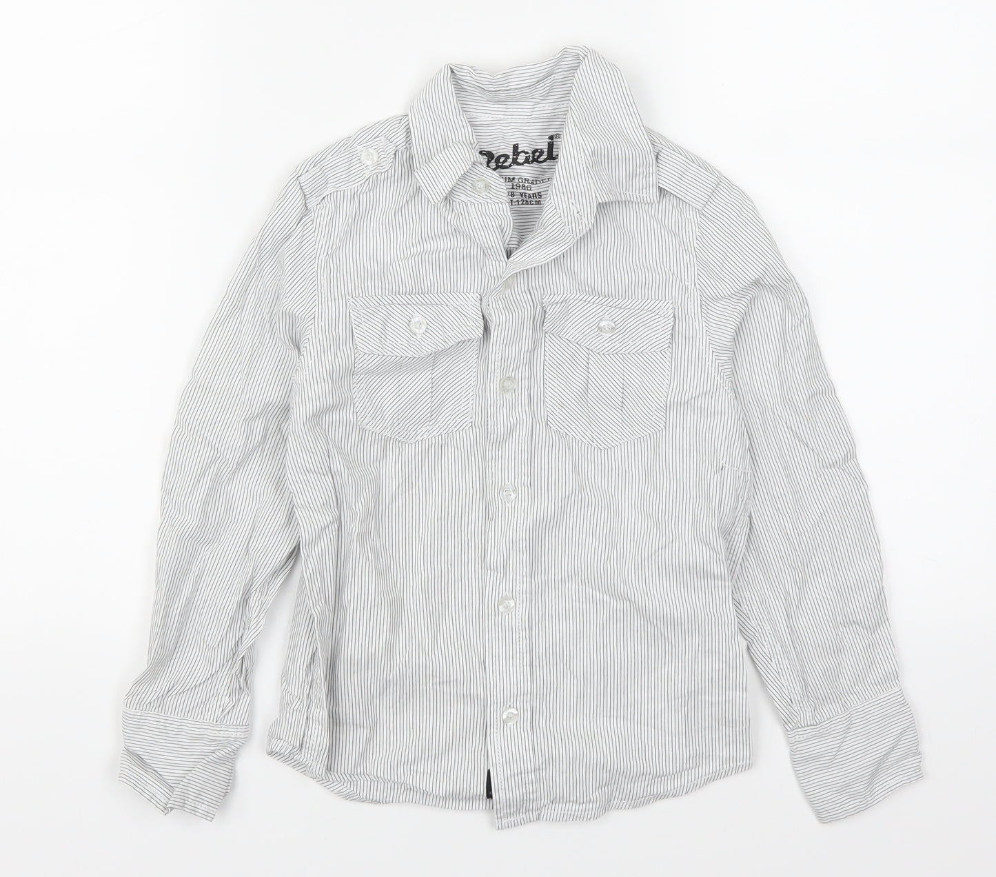 Rebel Boys Grey Striped  Basic Button-Up Size 7-8 Years