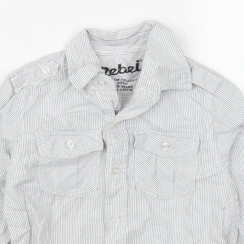 Rebel Boys Grey Striped  Basic Button-Up Size 7-8 Years