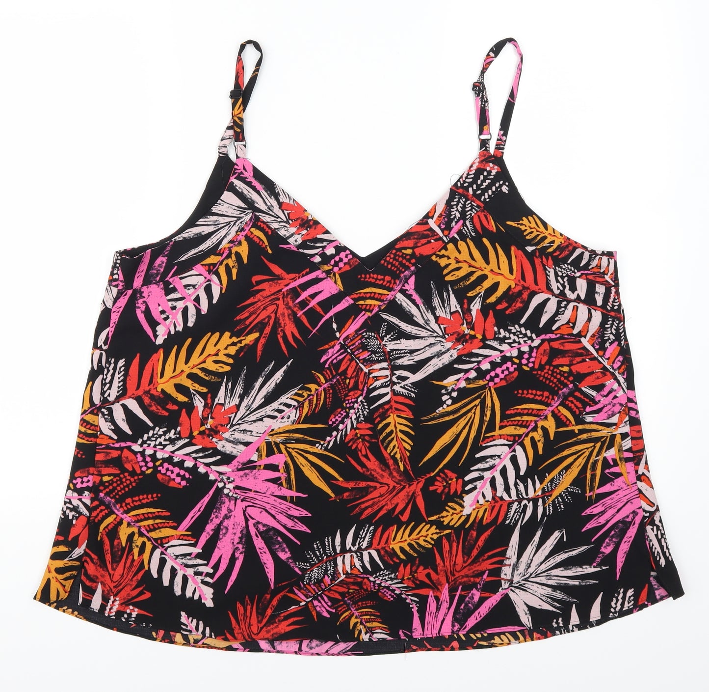 George Womens Pink Floral  Basic Tank Size 18  - Palm Leaves