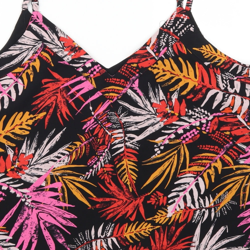 George Womens Pink Floral  Basic Tank Size 18  - Palm Leaves