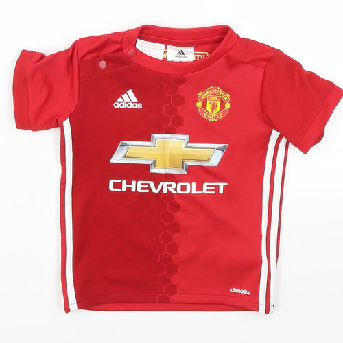 adidas Boys Red   Basic T-Shirt Size 9-12 Months  - Manchester United Chevrolet