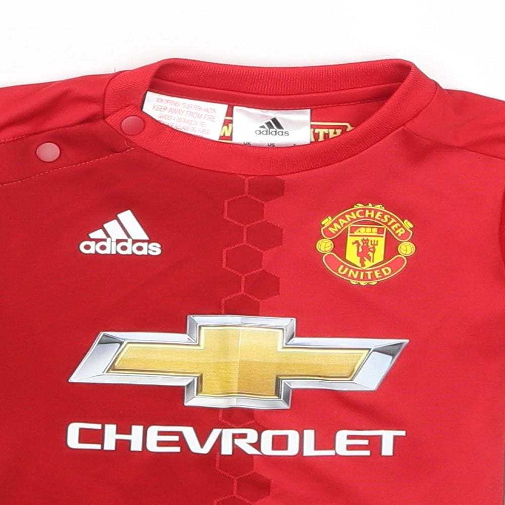 adidas Boys Red   Basic T-Shirt Size 9-12 Months  - Manchester United Chevrolet
