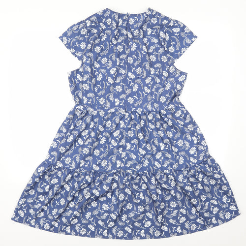 Sheilay Womens Blue Floral  Trapeze & Swing  Size L