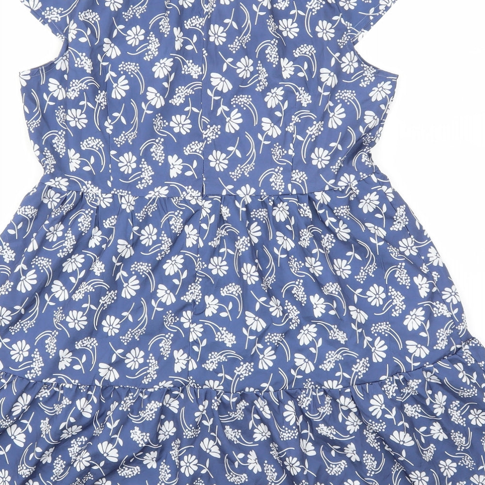 Sheilay Womens Blue Floral  Trapeze & Swing  Size L